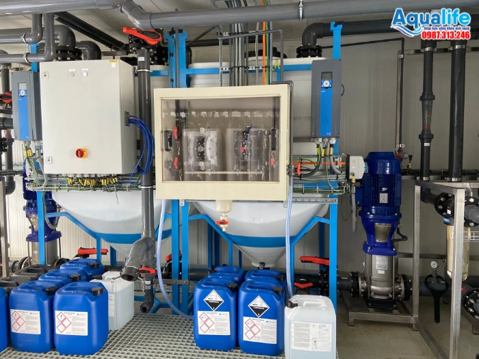 Trạm bơm định lượng châm hóa chất chống cáu cặn nâng tỷ lệ thu hồi nước RO công nghiệp