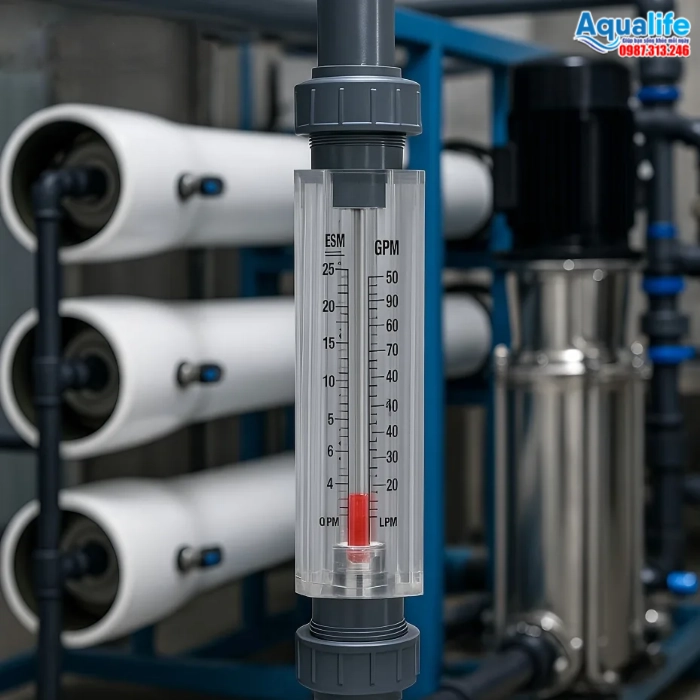 Lưu lượng kế Rotameter đo lưu lượng dòng nước thải và nước tinh khiết màng RO